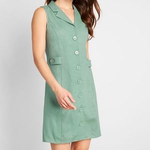 Casual Mint Green Button Up Dress